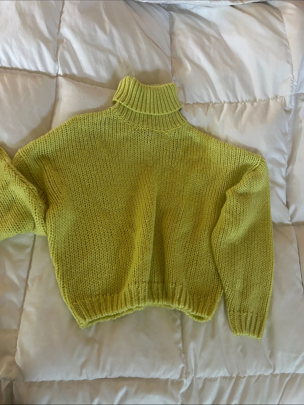 Divided Chartreuse Turtleneck Chunky Knit Sweater